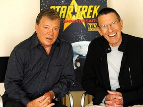 Actors William Shatner, left, and Leonard Nimoy pose for a photo during an interview for the 40th anniversary of the science-fiction television series 'Star Trek' in Los Angeles in this August 9, 2006, file photo. (REUTERS/Mario Anzuoni/Files)