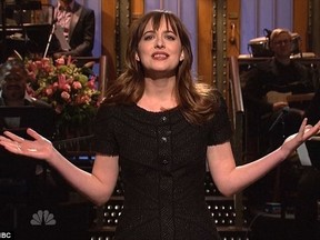 Dakota Johnson was a bit awkward during her hosting duties on "Saturday Night Live." (NBC Photo)