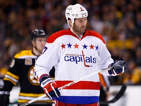 Dustin Penner #17 of the Washington Capitals plays against the Boston Bruins in the first period during the game at TD Garden on March 6, 2014 in Boston, Massachusetts. (Jared Wickerham/Getty Images/AFP)