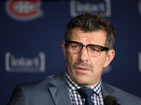 Montreal Canadiens GM Marc Bergevin talks to the media at the Bell Centre on November 11, 2014. (BEN PELOSSE/LE JOURNAL DE MONTRÉAL/QMI AGENCY)