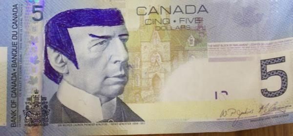 'Star Trek' fans told to stop 'Spocking' Canadian $5 bill