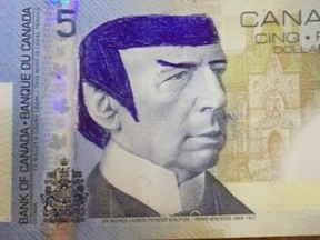 A Canadian $5 bill gets the 'Spocking' treatment. (Twitter.com)