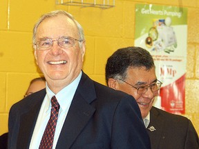 Former Prime Minister Paul Martin tours Walpole Island Elementary School in June of 2010. Martin was on hand to announce that the school would take part in a five-year project to assist in the reading and writing achievement of students.
(QMI file photo)