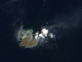 Nishinoshima island in July 2014. (NASA Earth Observatory/Jesse Allen & Robert Simmon)