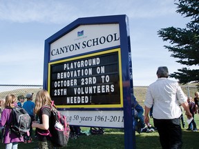 Canyon School sign file photo.