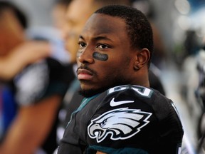LeSean McCoy of the Philadelphia Eagles looks on from the bench during the first quarter against the Seattle Seahawks at Lincoln Financial Field on December 7, 2014. (Evan Habeeb/Getty Images/AFP)