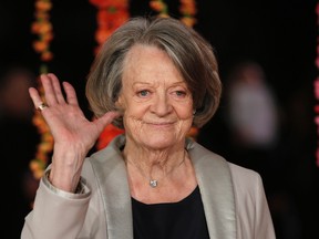 Actress Dame Maggie Smith arrives at the Royal Film Performance and world premiere of the film, "The Second Best Exotic Marigold Hotel", at Leicester Square, London February 17, 2015. REUTERS/Peter Nicholls
