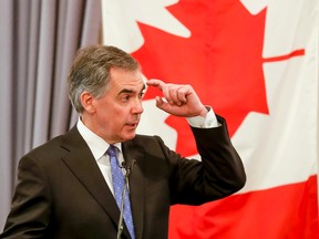 Premier Jim Prentice speaks to Rotary Club members at the Fairmont Palliser in Calgary, Alta., on Tuesday, March 3, 2015. Prentice spoke with media after delivering a speech to the Rotary Club of Calgary. Lyle Aspinall/Calgary Sun/QMI Agency