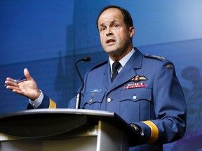 Canada's Chief of the Defence Staff General Tom Lawson speaks during a news conference at the National Defence headquarters in Ottawa on Oct. 23, 2014. (REUTERS/Blair Gable)