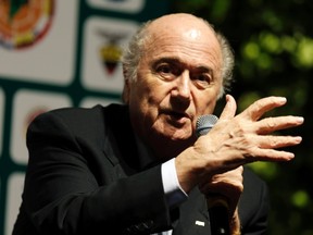 FIFA president Sepp Blatter speaks during a news conference after the CONMEBOL ordinary congress in Luque March 4, 2015. (REUTERS/Jorge Adorno )