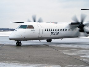 Porter Airlines is one of the many air carriers that helps sustain the operations of the Timmins Victor M. Power Airport. Photo by Len Gillis.