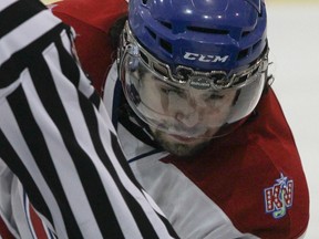 Forward Adam Brady led the Kingston Voyageurs in scoring with four goals and 11 points in a four-game sweep of the Stouffville Spirit in a first-round OJHL playoff series. (Whig-Standard file photo)