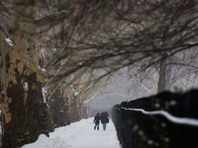A woman and child walk through a snow storm in New York March 3. (REUTERS/Lucas Jackson)