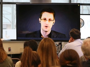 The Ryerson School of Journalism hosts a teleconference with Edward Snowden on Wednesday, March 4, 2015. (Veronica Henri/Toronto Sun)