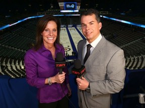 Cheryl Bernard and Dave Nedohin, both highly successful in their curling careers, have proven equally adept at providing colour commentary for TSN during the Brier in Calgary. (Darren Makowichuk, QMI Agency)