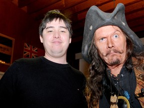 Brockville festivals and events coordinator Chris Hum, left, and Capt'n Tor, a.k.a. Carl Torode, mug for the camera after the unveiling of Brockville's All Ships Festival on Wednesday,March 4, 2015  in this file photo. (Ronald Zajac/Brockville Recorder and Times/QMI Agency)