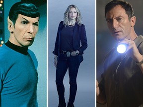 (L-R) Leonard Nimoy in "Star Trek," Kristin Lehman in "Motive," and Jason Isaacs in "Dig."