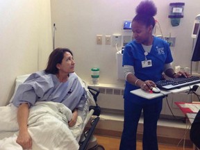Zully Broussard speaks to a nurse before beginning a kidney removal at California Pacific Medical Center in San Francisco, California, March 5, 2015, in this handout photo provided by California Pacific Medical Center. (REUTERS/California Pacific Medical Center/Handout via Reuters)