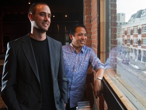 Startup Edmonton founders Cam Linke, left, and Ken Bautista, right, pose for a portrait at their offices at the Mercer Building on 104 Street and 103 Avenue in Edmonton on Wednesday, November 14, 2012. CODIE MCLACHLAN/EDMONTON SUN
