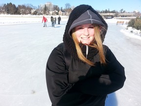 Jessica Jobin, has enjoyed skating on the Rideau Canal Skateway this year but she's not upset to see the rising temperatures expected this weekend. Photo taken on Thursday, Mar. 5/2015 (Keaton Robbins/Ottawa Sun)