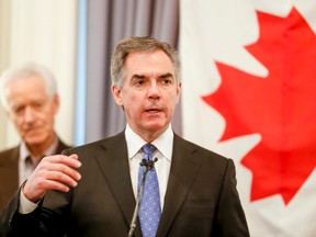 Premier Jim Prentice speaks at the Fairmont Palliser in Calgary, Alta., on Tuesday, March 3, 2015. Prentice spoke with media after delivering a speech to the Rotary Club of Calgary. Lyle Aspinall/Calgary Sun/QMI Agency
