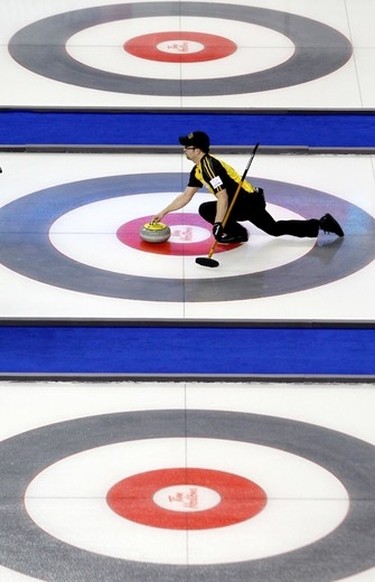 Team New Brunswick skip Jeremy Mallais during Day 4 of the 2015 Tim Hortons Brier at the Scotiabank Saddledome in Calgary, Alta. on Tuesday, March 3 2015. Darren Makowichuk/Calgary Sun/QMI Agency