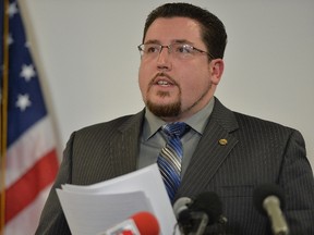 Ferguson Mayor James Knowles speaks at a news conference on the just-released Department of Justice report investigating the city police department March 4, 2015 in Ferguson, Missouri. The Justice Department declined to charge former Ferguson Police Officer Darren Wilson of wrongdoing in the August shooting of Michael Brown Jr. The department did conclude that the Ferguson Police Department and the city's municipal court engaged in a "pattern and practice" of discrimination against African Americans.  Michael Thomas/Getty Images/AFP