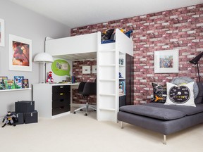 This boy’s room list of must-haves includes a work space, a storage system, room to play, a place to read and a sleep spot.