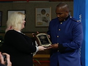 Const. Rob Brown receiving his 2014 Kiwanis Top Cop Award