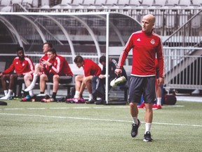 Toronto FC’s Michael Bradley walks off the field after a practice at BC Place on Friday. (CARMINE MARINELLI/QMI Agency)