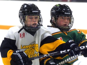 Langton Long's Lumber atoms open the OMHA DD finals at home to Shallow Lake Sunday at 1:30 p.m. The six-point series will continue with two games in Shallow Lake next weekend. (CHRIS ABBOTT/TILLSONBURG NEWS)