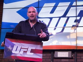 Dana White, President and CEO of the UFC, addresses the audience during a press conference in San Juan Puerto Rico on March 26, 2014.  Angel Valentin/Getty Images/AFP