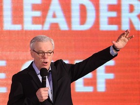 Manitoba NDP leadership candidate Greg Selinger speaks at the party convention in Winnipeg, Man. Sunday March 08, 2015. (Brian Donogh/Winnipeg Sun/QMI Agency)