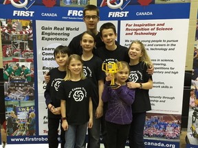 Supplied photo
The Here Comes Trouble! team: (front row) Ellie Brownlee, Estelle Larouche (sibling); (middle row) Evan Provost, Antoine Larouche, Tristan Larouche and Miriam Brownlee, and (back row) Jean-Thomas Larouche.