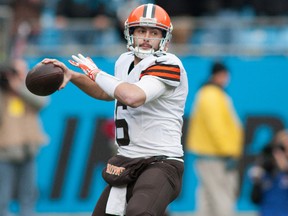 Cleveland Browns quarterback Brian Hoyer (6) throws the ball during the second quarter against the Carolina Panthers at Bank of America Stadium. (Jeremy Brevard-USA TODAY Sports)