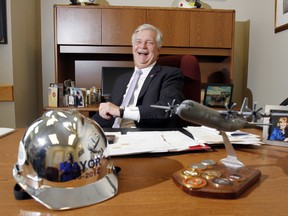 Former Mayor of Quinte West, Ont. and Honourary Colonel of 8 Wing/CFB Trenton, Ont. John Williams in his former city hall office in October 2014. - FILE/JEROME LESSARD/THE INTELLIGENCER/QMI AGENCY