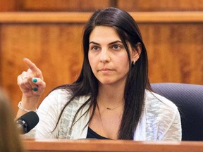 Babysitter Jennifer Fortier testifies during the murder trial of former New England Patriots player Aaron Hernandez at the Bristol County Superior Court. (REUTERS/Aram Boghosian)