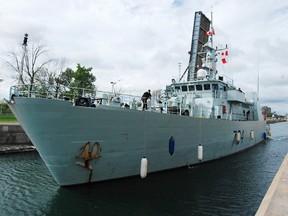 HMCS Shawinigan, a Royal Canadian Navy Kingston-class maritime coastal defence vessel crewed mainly by Navy reservists, is pictured in Port Colborne, Ont. in a file photo taken on September 6, 2011. (DAVE JOHNSON/QMI Agency)