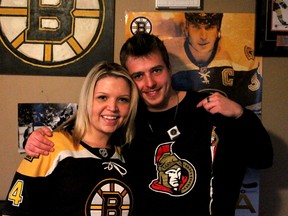Kaitlin Stuart is a Bruins fan and Dan Noonan cheers for the Senators, but that doesn't them from dating. (DYLAN CONWAY-HARTWICK/OTTAWA SUN)