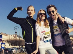 Karlie Kloss posted this photo with  Natalia Vodianova from the Paris half marathon on her Instagram page. (Instagram.com/karliekloss)