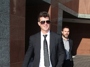 Robin Thicke is seen outside the Roybal Federal Building on March 5, 2015 in Los Angeles, California.  David Buchan/Getty Images/AFP