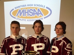 David MacDonald, Alex Bouchard, Liam Macleod of the Crusaders.