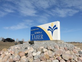 Welcome sign at the town of Taber in southern Alberta photographed on Tuesday March 10, 2015. Mike Drew/Calgary Sun/QMI Agency