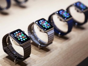 Apple Watches are displayed following an Apple event in San Francisco, March 9, 2015.  REUTERS/Robert Galbraith