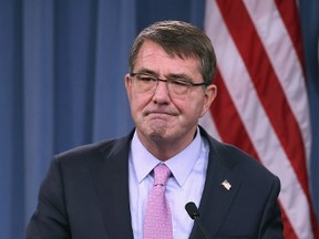 U.S. Secretary of Defense Ash Carter answers reporters' questions during a news conference at the Pentagon March 11. (Chip Somodevilla/AFP)