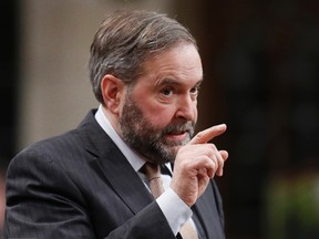 New Democratic Party leader Thomas Mulcair speaks during Question Period in the House of Commons on Parliament Hill in Ottawa March 11. (REUTERS/Chris Wattie)