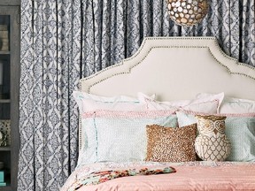 Tuck into a cozy Balinese-styled bedroom escape with this pretty pastel block print, sheet set and duvet cover.