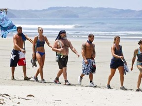 Mike Holloway, Sierra Dawn Thomas, Dan Foley, Rodney Lavoie Jr., Kelly Remington and Lindsey Cascaddan of the Blue Collar Tribe during the third episode of SURVIVOR on the 30th season, Wednesday, March 11. (Robert Voets/CBS)