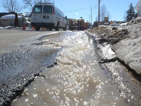 City crews were on the scene of another watermain break, this one on Erie St. in Stratford on Wednesday. 
Scott Wishart/The Stratford Beacon Herald