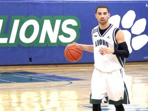 Jason Marshell and the Lambton Lions captured the college's first-ever men's basketball OCAA championship tournament victory last weekend by defeating the Georgian Grizzlies 82-71. The Lions went 1-2 at the tournament, hosted by Durham College in Oshawa. (TERRY BRIDGE/THE OBSERVER)